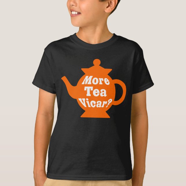 Tekanna - Mer te Vicar? - Orange och vitt T-shirt (Framsida)