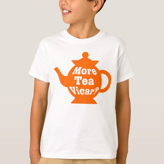 Tekanna - Mer te Vicar? - Orange och vitt T-shirt (Framsida)