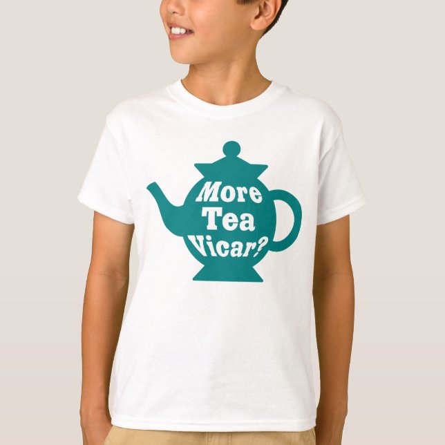 Tekanna - Mer te Vicar? - Teal and White T-shirt (Framsida)