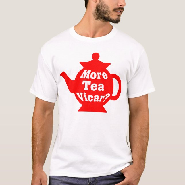 Tekanna - mer teaVicar? - Rött och vit T Shirt (Framsida)