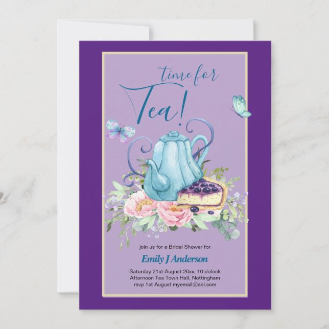 Tekanna Möhippa Teatime Aeftermiddag Tea Inbjudnin Inbjudningar (Framsida)