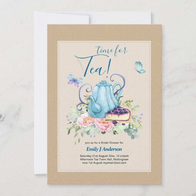 Tekanna Möhippa Teatime Aeftermiddag Tea Inbjudnin Inbjudningar (Framsida)
