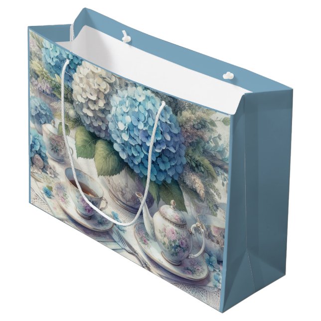 Tekanna och Blue Hydrangea Gift Bag (Framsidan Vinklad)