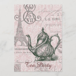 tekanna paris eiffel torn vintage tea party inbjudningar