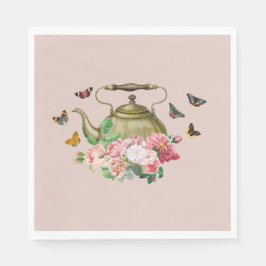 Tekanna Party Rosa Blommigt & Butterflies Kettle Pappersservett