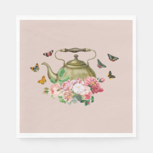 Tekanna Party Rosa Blommigt & Butterflies Kettle Pappersservett