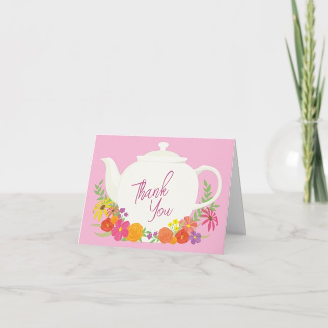 Tekanna Rosa Girl Tack Tea Party Baby Shower (Framsida)