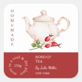 Tekanna Rosehip Tea Label Fyrkantigt Klistermärke