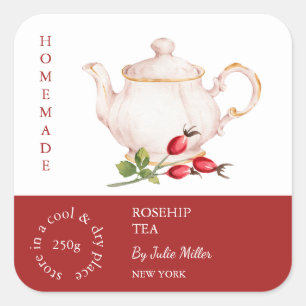 Tekanna Rosehip Tea Label Fyrkantigt Klistermärke
