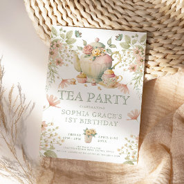 Tekanna & Tea Kopp Whimsical Wildblommor Birthday Inbjudningar
