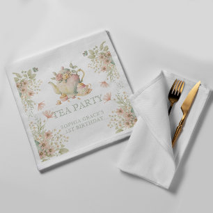 Tekanna & Tea Kopp Whimsical Wildblommor Birthday Pappersservett
