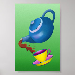 Tekanna Tekopp och Saucer-illustration Poster