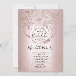 Tekannan Ro Guld Blommigt  Foil Möhippa Tea Inbjudningar