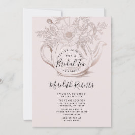 Tekannan ro Guld Blommigt Möhippan för Rosa Tea Inbjudningar
