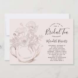 Tekannan ro Guld Blommigt Möhippan för Rosa Tea Inbjudningar