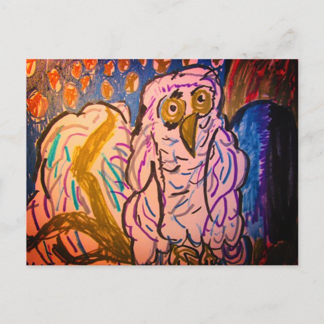 Tekannan Snowy Uggla Forest Mugg Vykort (Framsida)