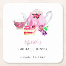 Tekannan Tea Party Möhippa  Dusty Ro Underlägg Papper Kvadrat