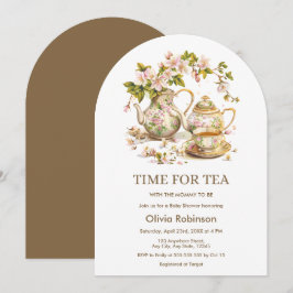 Tekannans Blommigt Tid för tea Baby Shower Inbjudningar