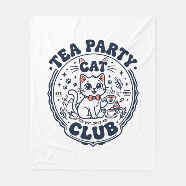 Tekåpartaj Katt Kattälskare Tröja Art - Tekåpartaj Fleecefilt (Framsidan)