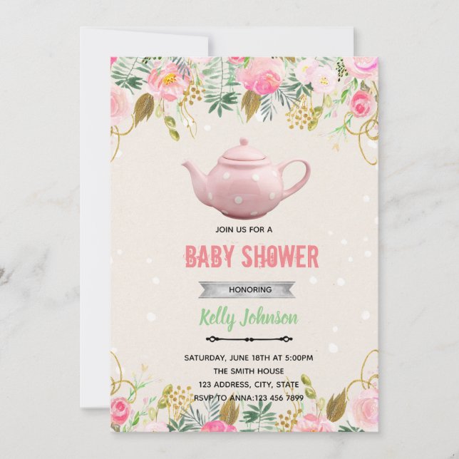 Tekeduschampo för födelsedagsinbjudan inbjudningar (Framsida)