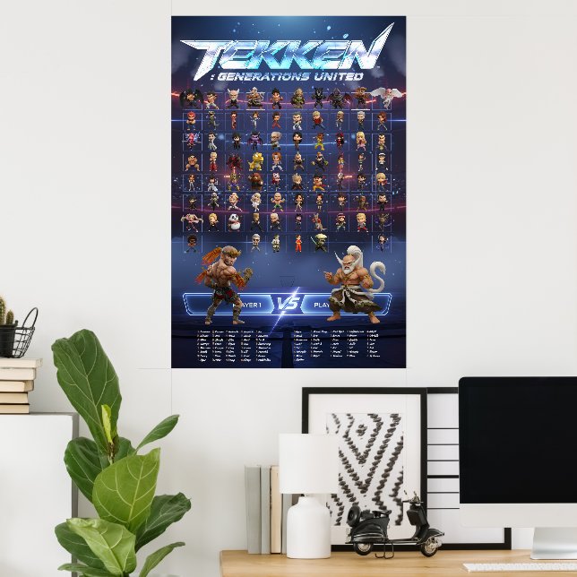 Tekken Chibi-figurer Vertikal Väggposter Poster (Hemmakontoret)