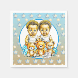 Tekliga Twillingar av färg Pojke babyskor Pappersservett