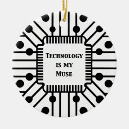 Teknik är min mus julgransprydnad keramik
