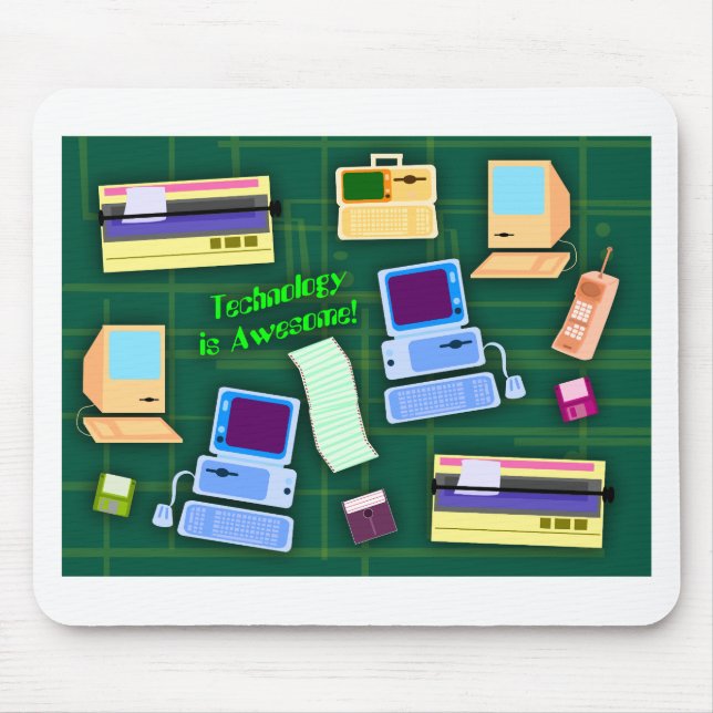 Teknik är Roligt Retro Items Art i Fantastisk Musmatta (Framsidan)