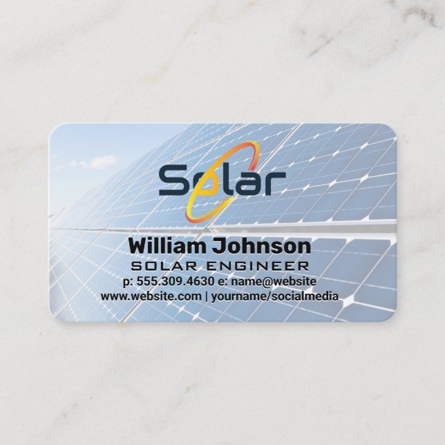 Teknik för solpaneler | Ingenjör | Energi Visitkort (Framsida)
