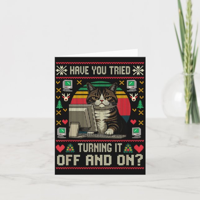 Teknik stöd katt ingenjör dator ful jul S Kort (Framsida)