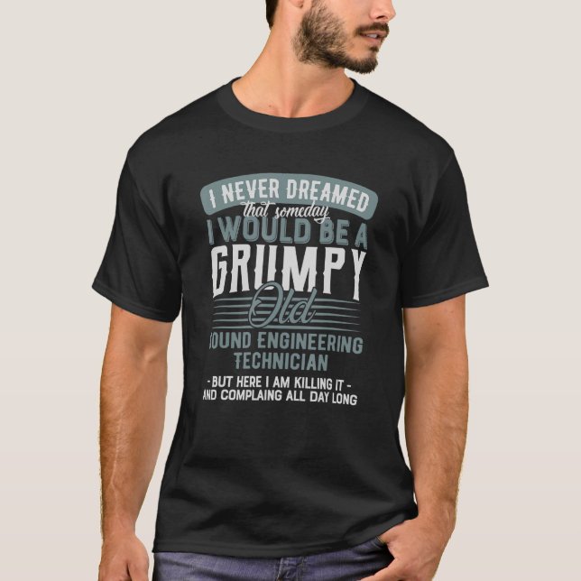 Tekniker i ljud, stumpy och gammal t shirt (Framsida)