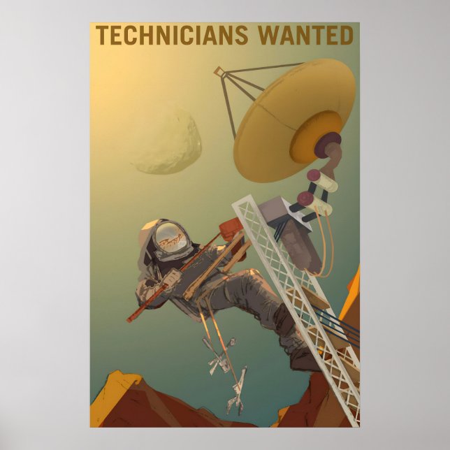 Tekniker sökes Retro Stil Klassiska Mars Poster (Framsidan)