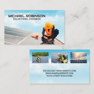 Tekniker som installerar solpanel på Tak Visitkort