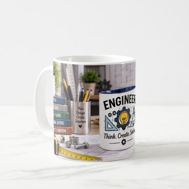 Teknikermugg Think Create Solve Kaffemugg (Framsida vänster)