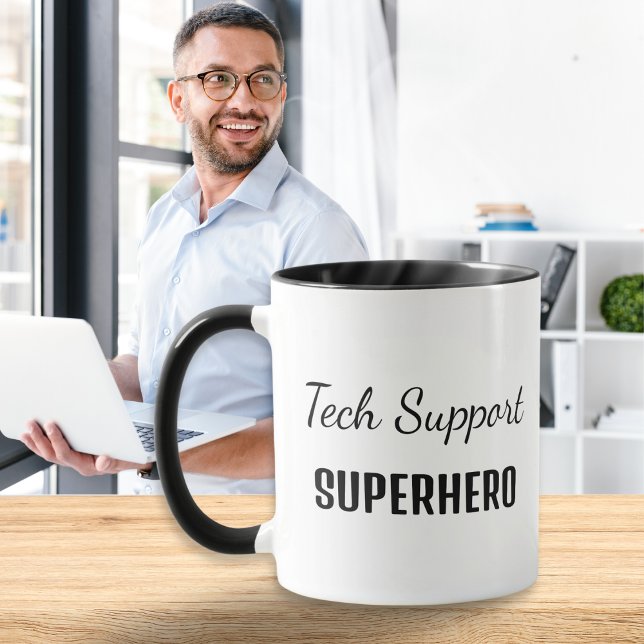 Tekniksupport Superhjälten Computer Humor Monogram Mugg (Skapare uppladdad)