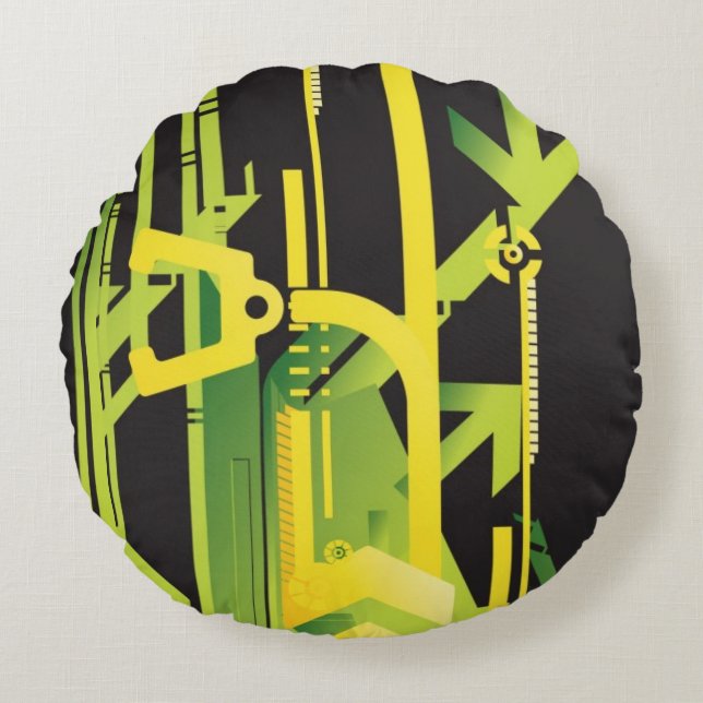 Teknisk halvtonbakgrund 4 rund kudde (Framsidan)