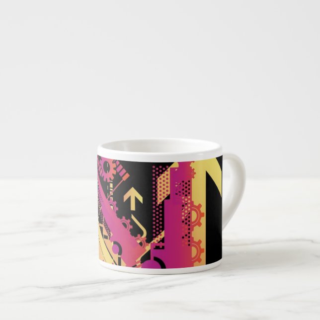 Teknisk halvtonbakgrund 7 espressomugg (Framsida höger)