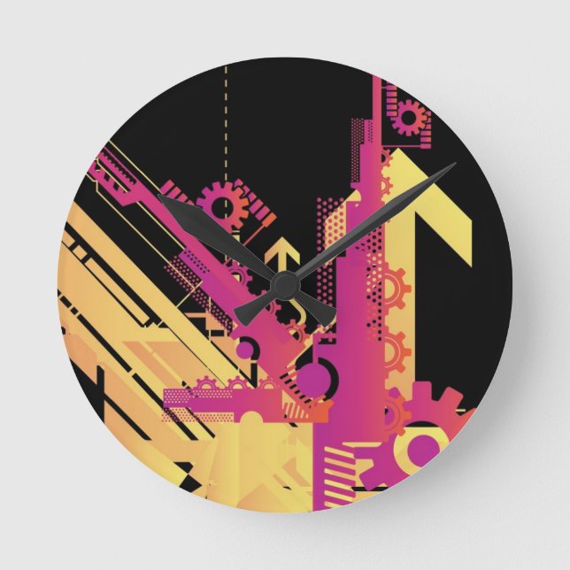 Teknisk halvtonbakgrund 7 rund klocka (Framsida)