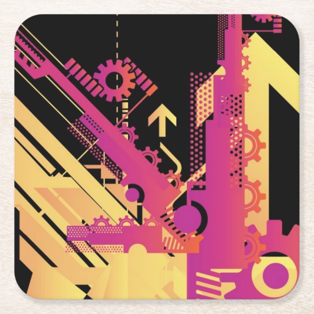 Teknisk halvtonbakgrund 7 underlägg papper kvadrat (Framsidan)