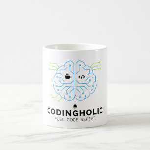 Teknisk hjärna-kodningsmugg för programmerare och kaffemugg