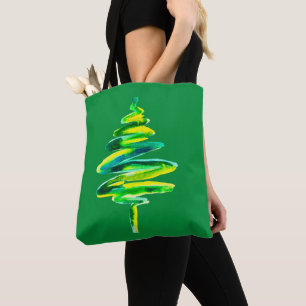 Teknisk Julgranar för färgen Cute Vattencolor Tote Tygkasse