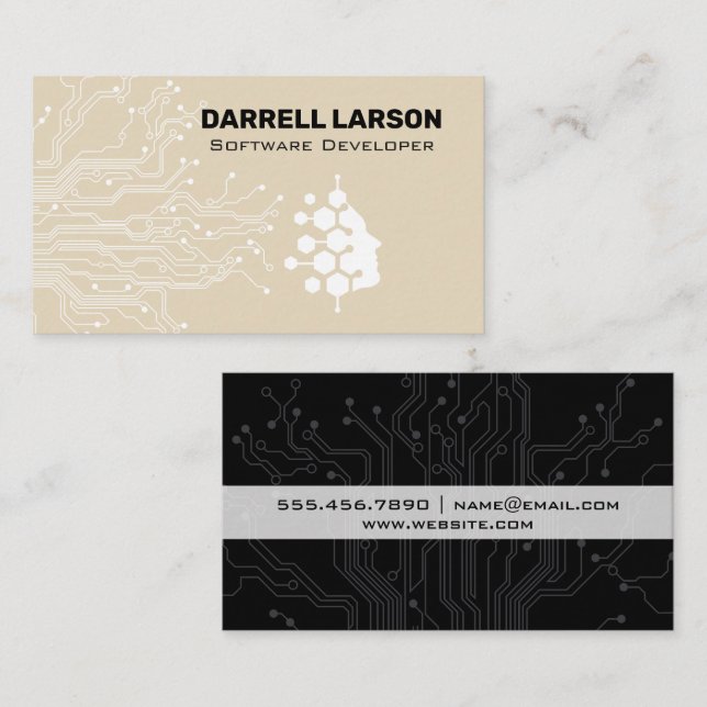 Teknisk kretskort | Bio Tech-Logotyp Visitkort (Fram/baksida)