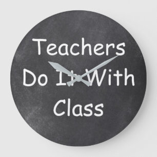 Teknisk lärarklass Lärare Chalkboard Design Gift I Stor Klocka