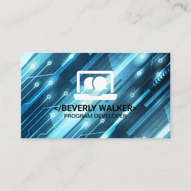 Teknisk Logotyp | Bakgrund för binär kod Visitkort (Framsida)