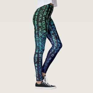 Teknisk matris, binär kod Aqua Black Leggings