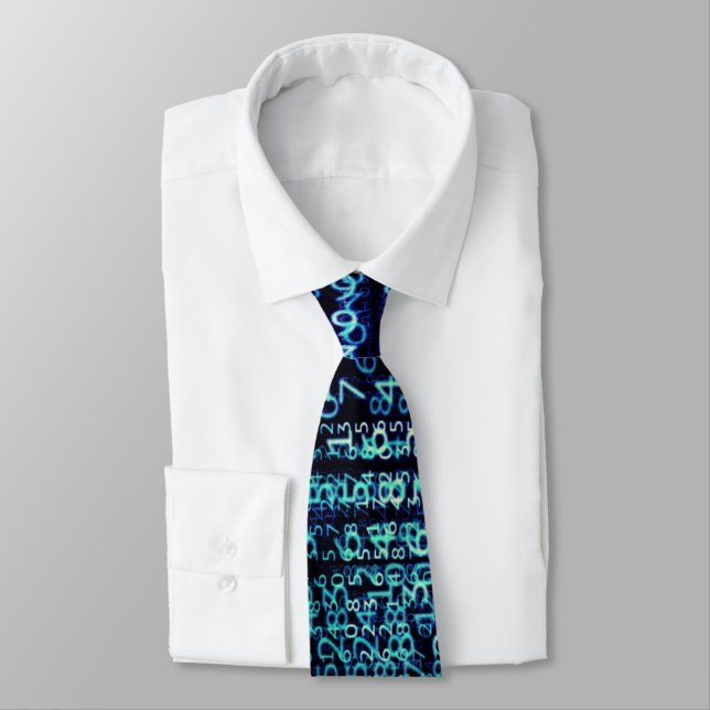 Teknisk Matrix Binary Code Blue Grönt Neck Tie Slips (Bunden)