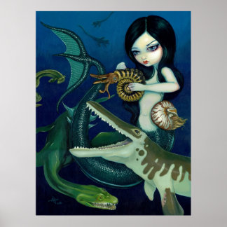 Teknisk Sjöjungfru, dinosaurer, fantasi Art Print Poster