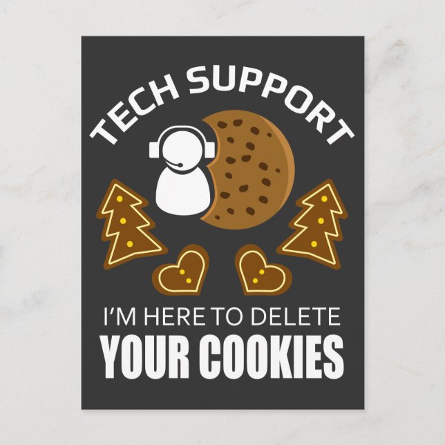 Teknisk support Cookie Ta bort datorforskare Vykort (Framsida)