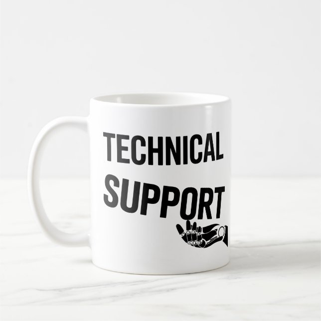 TEKNISK SUPPORT — Futuristisk Minimalistisk Hand-L Kaffemugg (Vänster)