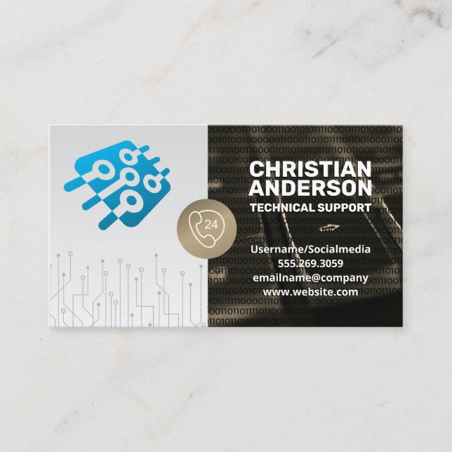 Teknisk support | Mikroprocessor | Samtalscenter Visitkort (Framsida)